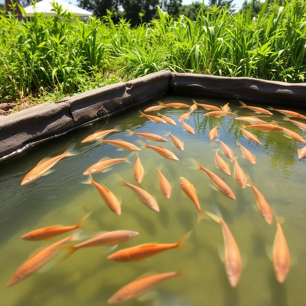 Système d'aquaculture associant poissons et cultures à la ferme de Mbodienne