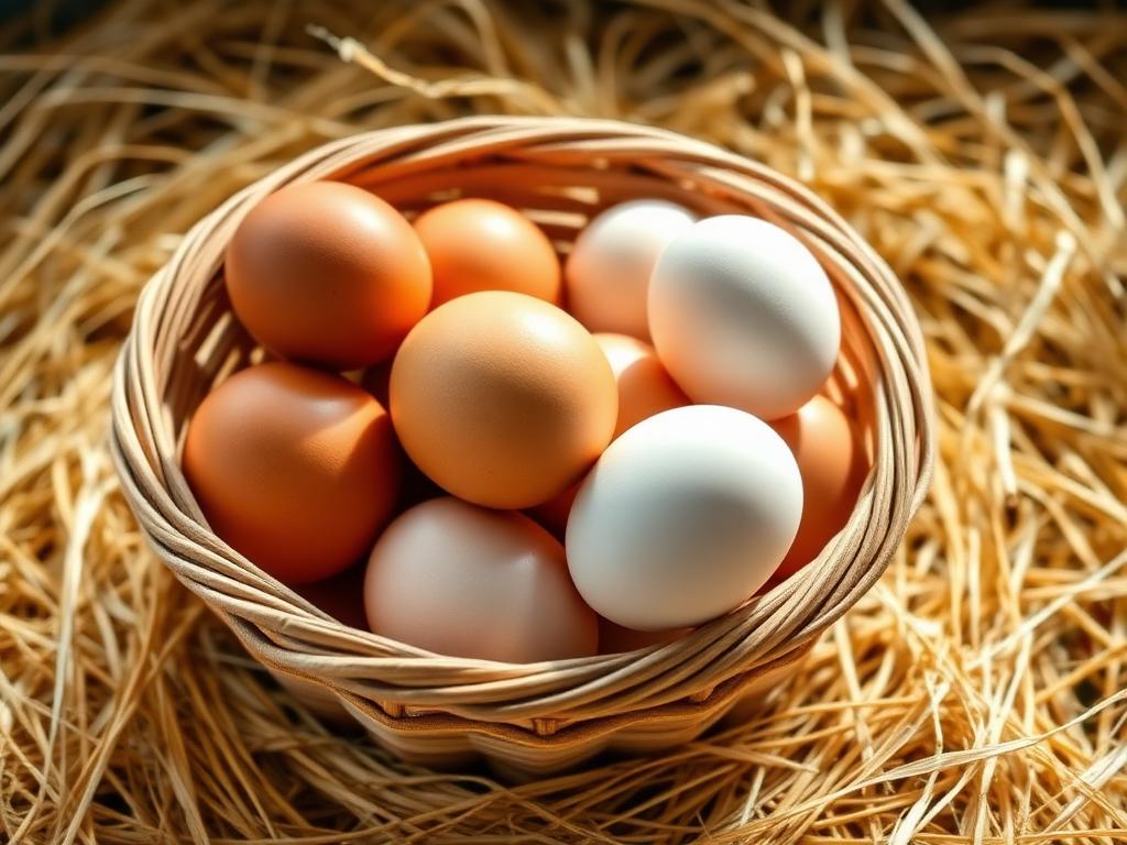 Œufs frais de la ferme dans un panier