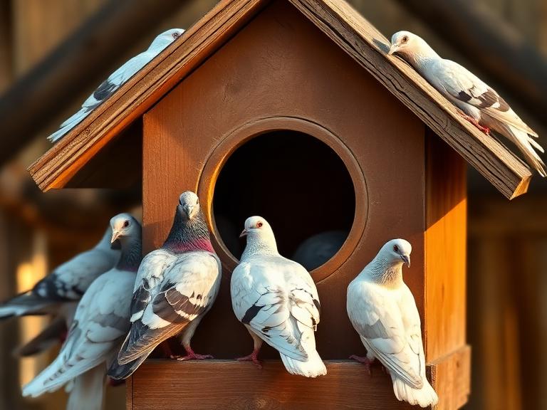 Pigeons au pigeonnier