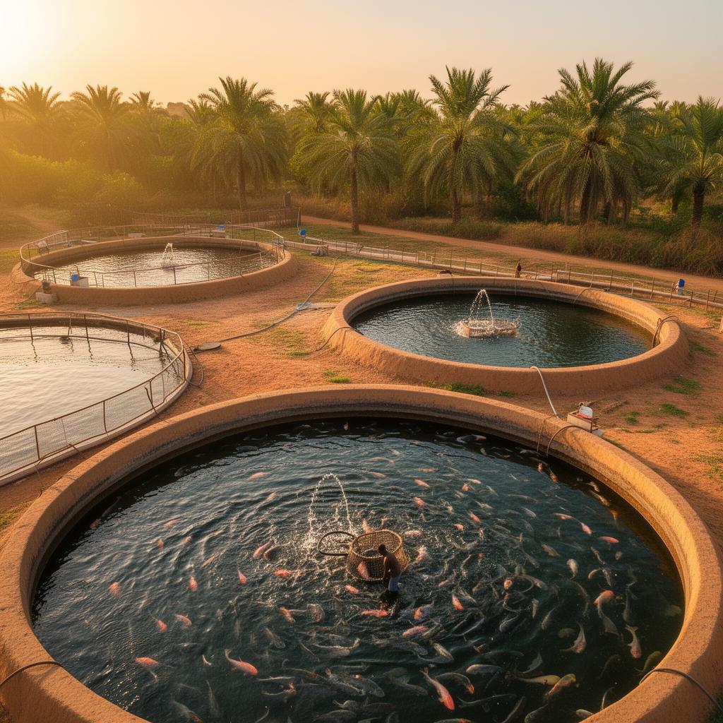 Système d'aquaculture associant poissons et cultures à la ferme de Mbodienne