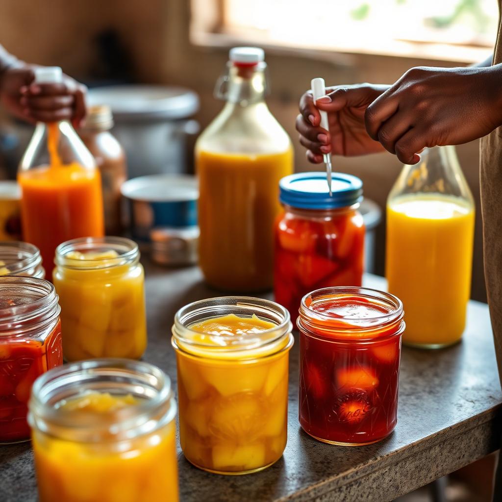 Confitures, jus et conserves de fruits et légumes en bocaux